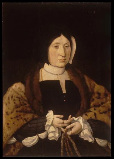 Portrait d'une femme en manteau de léopard — Jan Cornelis Vermeyen (1533) — oil on panel, Walters Art Museum, Baltimore
