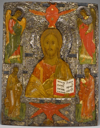 Christ Pantokrator — Russian (1500) — tempera on wood panel with silver gilding, Walters Art Museum, Baltimore