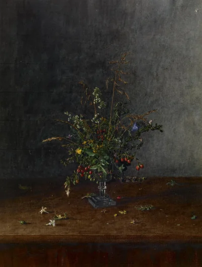 Bouquet de fleurs sauvages — Léon Bonvin (1863) — watercolor with gum heightening and white heightening, iron gall ink and pen, on slightly textured, moderately-thick, cream laid paper, Walters Art Museum, Baltimore