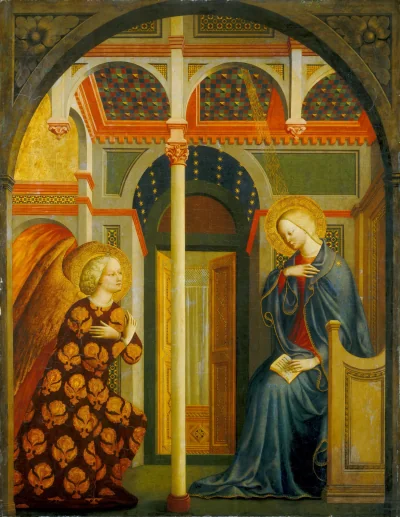 L'Annonciation — Masolino da Panicale (1383) — tempera (and possibly oil glazes) on panel, National Gallery of Art, Washington