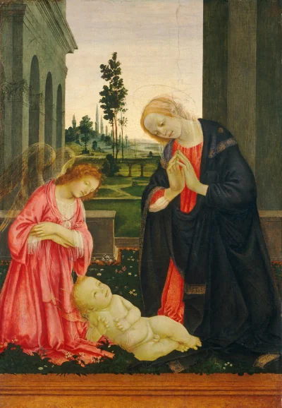 L'Adoration de l'Enfant — Filippino Lippi (1475) — oil on poplar panel, National Gallery of Art, Washington