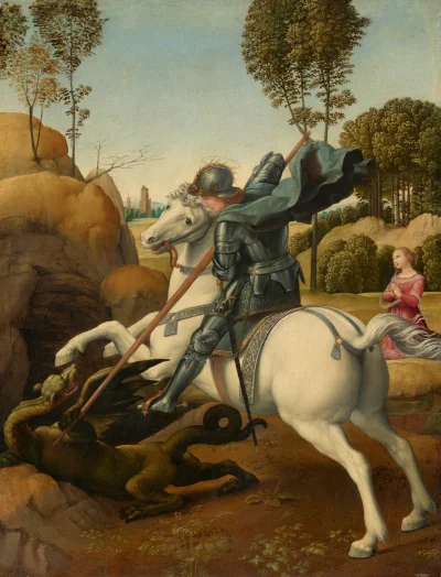 Saint Georges terrassant le dragon — Raphaël (1506) — oil on panel, National Gallery of Art, Washington
