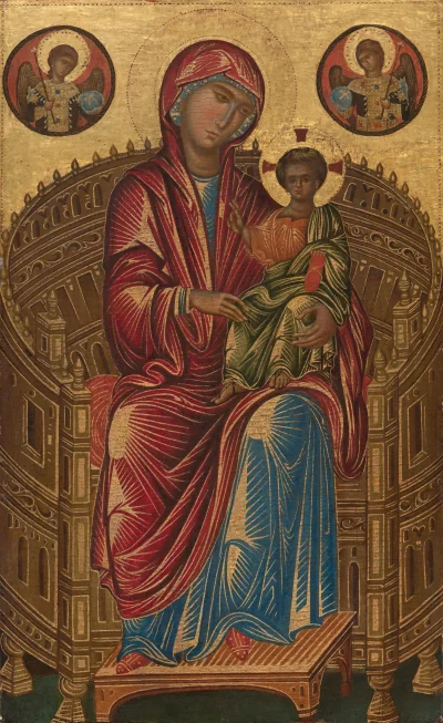La Vierge à l'Enfant sur un trône courbe — Byzantine 13th Century (1260) — tempera on linden panel, National Gallery of Art, Washington