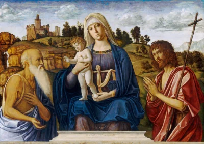 La Vierge à l'Enfant avec saint Jérôme et saint Jean-Baptiste — Cima da Conegliano (1492) — oil on poplar panel, National Gallery of Art, Washington