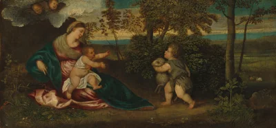La Vierge à l'Enfant et le petit saint Jean dans un paysage — Polidoro Lanzani (1540) — oil on canvas, National Gallery of Art, Washington