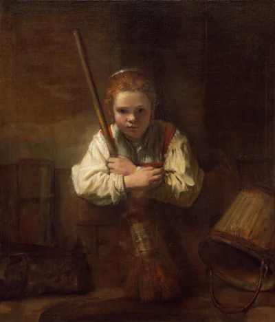 Une Fille avec un Balai — Rembrandt Workshop (1646) — oil on canvas, National Gallery of Art, Washington