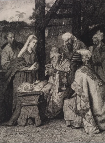 L'Adoration des Mages — Isidore Patrois (1865) — crayon (?) on slightly textured, moderately thick, cream wove paper, Walters Art Museum, Baltimore
