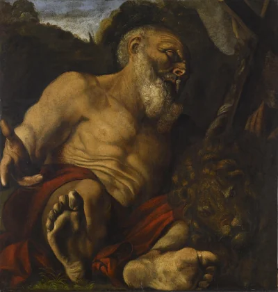 Saint Jérôme dans le désert — Angelo Caroselli (1608) — oil on panel, Walters Art Museum, Baltimore