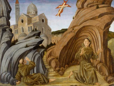 Saint François recevant les stigmates — Marco Zoppo (1446) — tempera on wood panel, Walters Art Museum, Baltimore