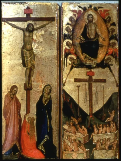 Le Jugement dernier et la Crucifixion — Jacopo del Casentino ; Jacopo del Casentino (1340) — tempera and gold leaf on panel, Walters Art Museum, Baltimore