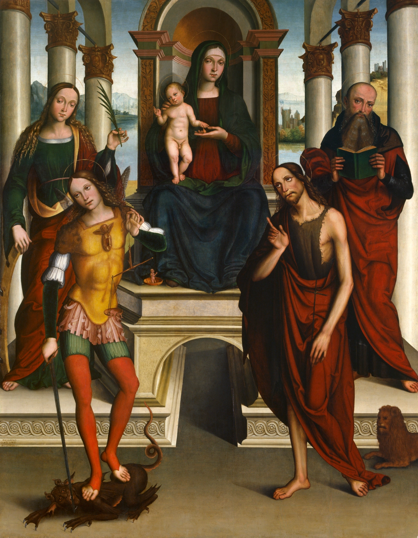La Vierge à l'Enfant en trône avec des saints