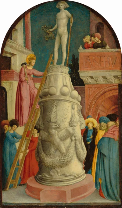 Sainte Apollonie détruit un idole païen — Giovanni d'Alemagna (1442) — tempera on poplar panel, National Gallery of Art, Washington