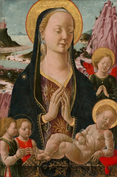 La Vierge à l'Enfant avec des anges — Ferrarese 15th Century (1455) — tempera on poplar panel, National Gallery of Art, Washington