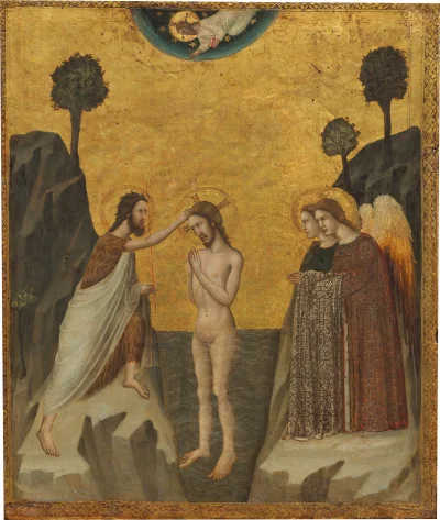 Le Baptême du Christ — Giovanni Baronzio (1335) — tempera on panel, National Gallery of Art, Washington