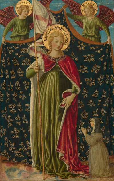 Sainte Ursule avec deux anges et le donateur — Benozzo Gozzoli (1455) — tempera on panel, National Gallery of Art, Washington
