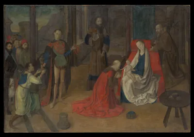 The Adoration of the Magi — Joos van Wassenhove (1472) — Distemper on canvas, Metropolitan Museum of Art, New York, NY