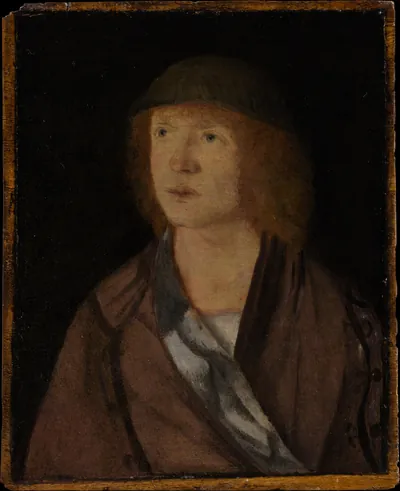 Portrait of a Young Man; (reverse) Girl Making a Garland — Hans von Kulmbach (1503) — Oil on poplar, Metropolitan Museum of Art, New York, NY