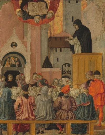 Un dominicain prêchant — Agnolo degli Erri (1470) — tempera on poplar panel, National Gallery of Art, Washington