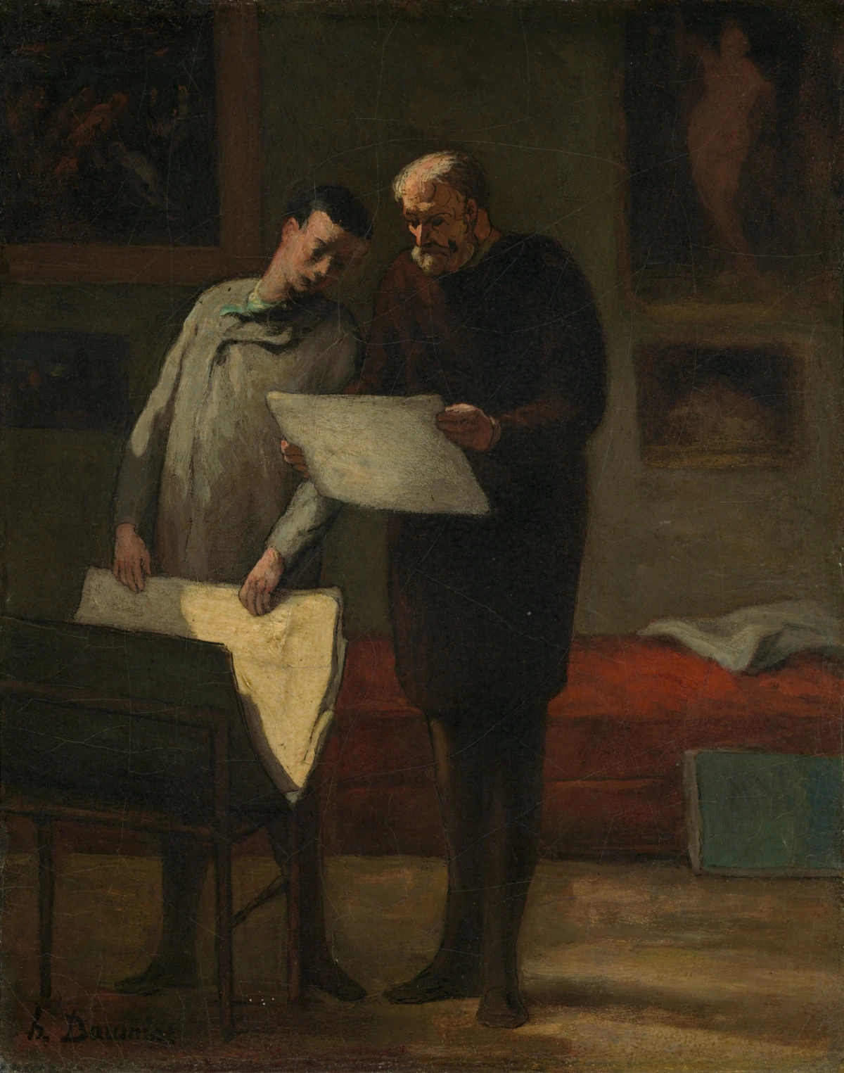 Conseil à un jeune artiste — Honoré Daumier (1865) — oil on canvas, National Gallery of Art, Washington