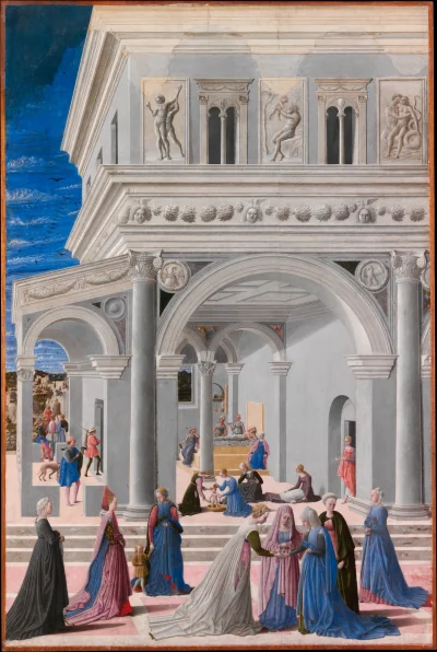 La Naissance de la Vierge — Fra Carnevale (1467) — Tempera and oil on wood, Metropolitan Museum of Art, New York, NY