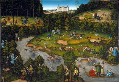 Hunting near Hartenfels Castle — Lucas Cranach (1540) — oil, originally on wood, transferred to masonite, Cleveland Museum of Art
