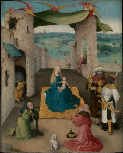 L'Adoration des mages — Hieronymus Bosch (1470) — Oil and gold on oak, Metropolitan Museum of Art, New York, NY