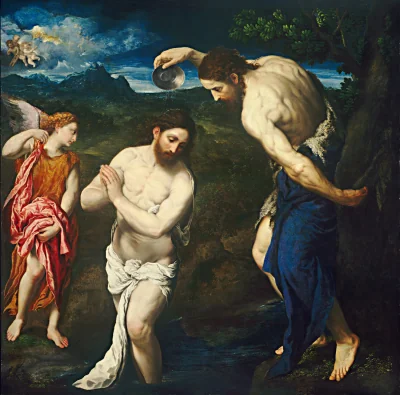 Le Baptême du Christ — Paris Bordone (1535) — oil on canvas, National Gallery of Art, Washington