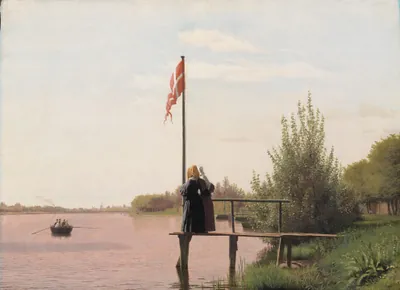Udsigt fra Dosseringen ved Sortedamssøen mod Nørrebro — Christen Købke (1838) — Olie på lærred, Sal 217D