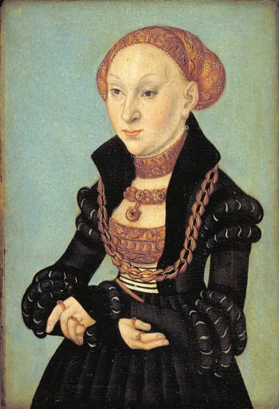 Portræt af kurfyrstinde Sibylla af Sachsen (1510-1569) — Lucas Cranach (1533) — Olie på træ, Statens Museum for Kunst