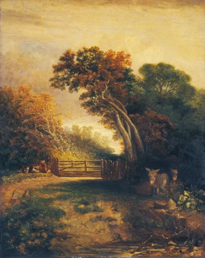 Paysage avec Pique-niqueurs et Ânes près d'une Porte — Joseph Paul (1830) — oil on canvas, National Gallery of Art, Washington