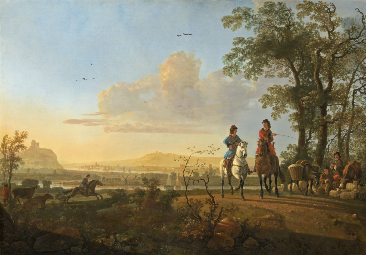 Cavaliers et Bergers avec du Bétail — Aelbert Cuyp (1655) — oil on canvas, National Gallery of Art, Washington