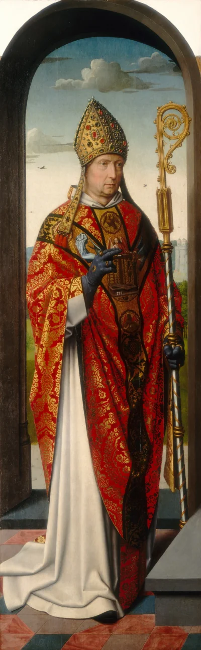 Le Retable de Sainte Anne : Saint Nicolas [panneau gauche] — Gerard David and Workshop (1500) — oil on panel, National Gallery of Art, Washington