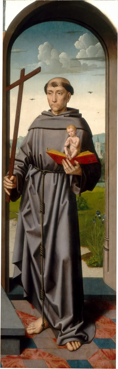 Le Retable de Sainte Anne : Saint Antoine de Padoue [panneau droit] — Gerard David and Workshop (1500) — oil on panel, National Gallery of Art, Washington