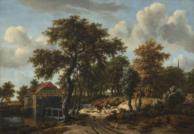 Les Voyageurs — Meindert Hobbema (1662) — oil on canvas, National Gallery of Art, Washington