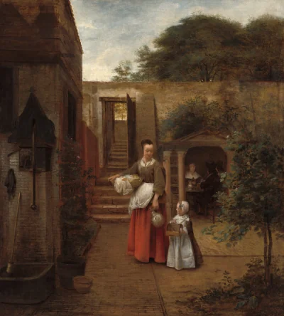 Femme et enfant dans une cour — Pieter de Hooch (1658) — oil on canvas, National Gallery of Art, Washington