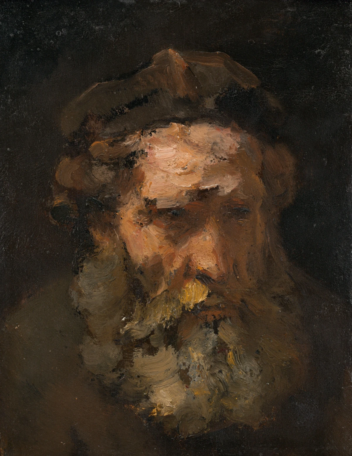 Tête de Saint Matthieu — Rembrandt Workshop (1660) — oil on panel, National Gallery of Art, Washington