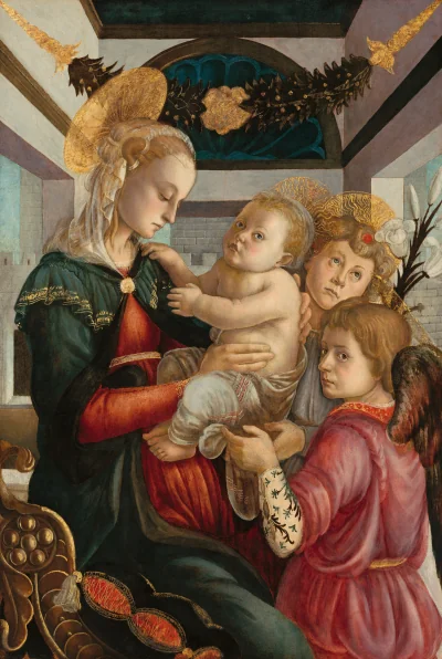 La Vierge à l'Enfant avec des anges — Sandro Botticelli (1465) — oil and tempera on poplar panel, National Gallery of Art, Washington