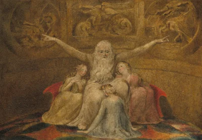 Job et ses Filles — William Blake (1799) — pen and tempera on canvas, National Gallery of Art, Washington