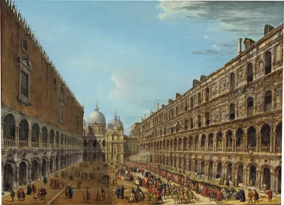 Procession dans la cour du Palais ducal, Venise — Antonio Joli (1742) — oil on canvas, National Gallery of Art, Washington