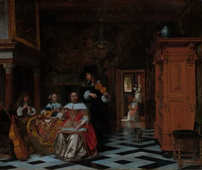 Portrait d'une famille jouant de la musique — Pieter de Hooch (1663) — oil on canvas, Cleveland Museum of Art