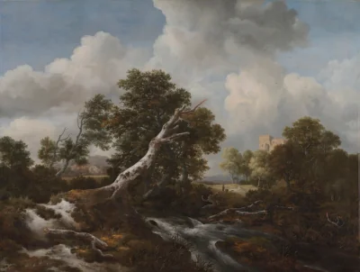 Petite cascade dans un paysage boisé avec un hêtre mort — Jacob van Ruisdael (1660) — oil on canvas, Cleveland Museum of Art