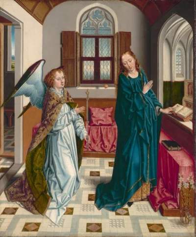 L'Annonciation — Albert Bouts (1475) — oil on wood, Cleveland Museum of Art