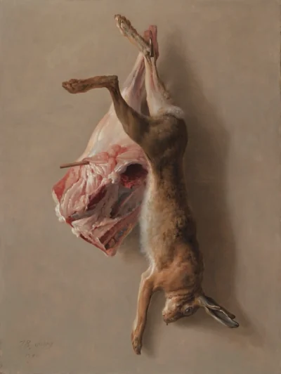 Un lièvre et un gigot d'agneau — Jean-Baptiste Oudry (1742) — oil on canvas, Cleveland Museum of Art