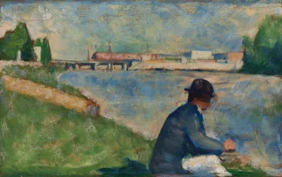 Study for "Bathers at Asnières" — Georges Seurat (1883) — oil on wood panel, Cleveland Museum of Art