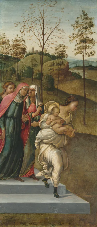 John the Baptist being carried to Zacharias — Francesco Granacci (1505) — tempera and oil with gold on wood, Cleveland Museum of Art