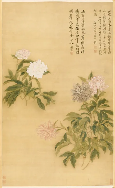 Herbaceous Peony — Yun Shouping (1685) — Hanging scroll; ink and color on silk, Cleveland Museum of Art