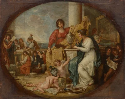 Manufacture britannique ; Esquisse — Benjamin West (1791) — oil on paper mounted on wood, Cleveland Museum of Art