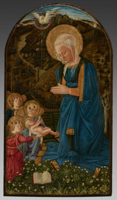 Vierge à l'Enfant avec des anges — Fra Filippo Lippi (1455) — tempera and gold on wood panel, Cleveland Museum of Art