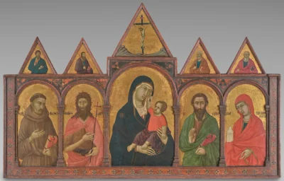 Vierge à l'Enfant avec des saints — Ugolino di Nerio (1320) — tempera and gold on wood panel, Cleveland Museum of Art