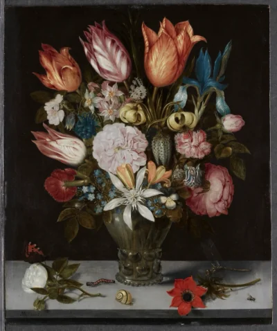 Fleurs dans un verre — Ambrosius Bosschaert (1606) — oil on copper, Cleveland Museum of Art